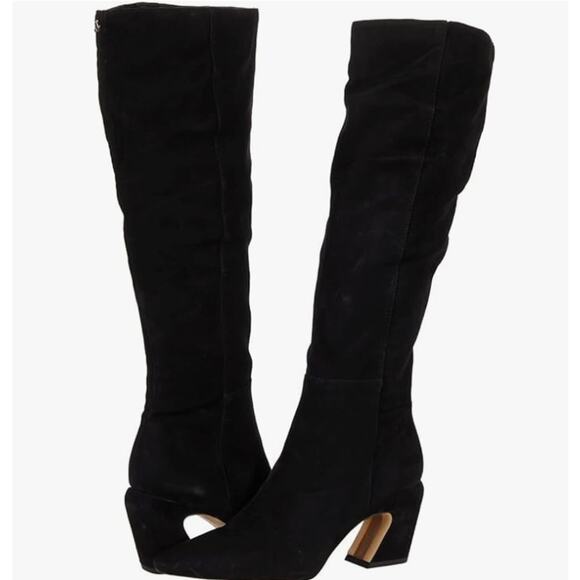 SAM EDELMAN Women's Sulema Knee High Boots Size 5 Black Suede Pointed Toe NIB - Picture 1 of 11